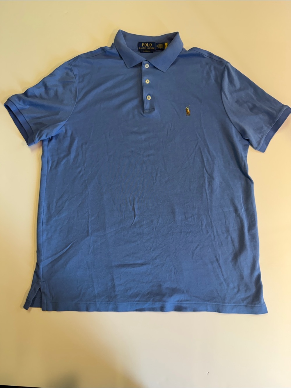 Ralph Lauren Light Blue Polo with Gold Pony Embroidery S Medium